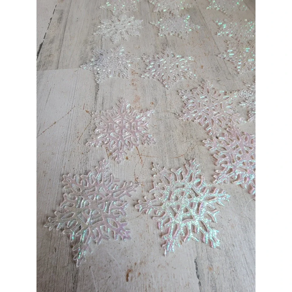Vintage iridescent snowflake glitter ornament Xmas set Unique Home decor